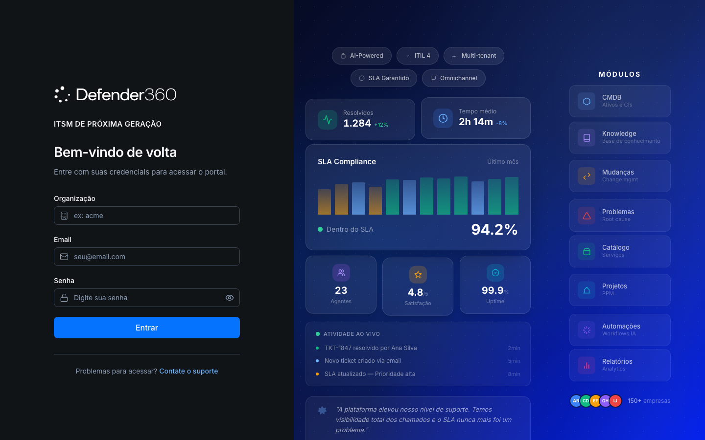 Tela de Login do Portal do Agente