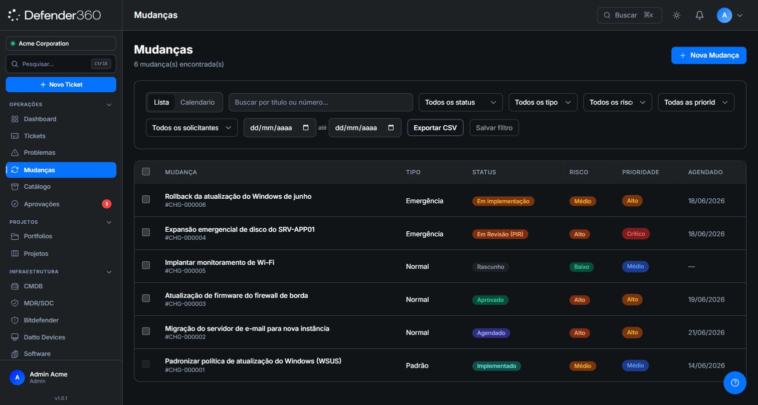 Lista de mudanças no Portal do Agente
