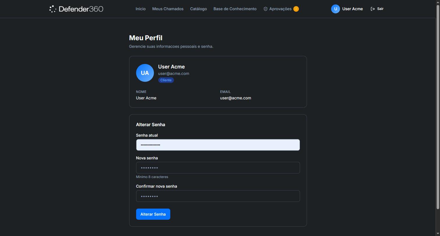 Página de perfil no Portal do Cliente